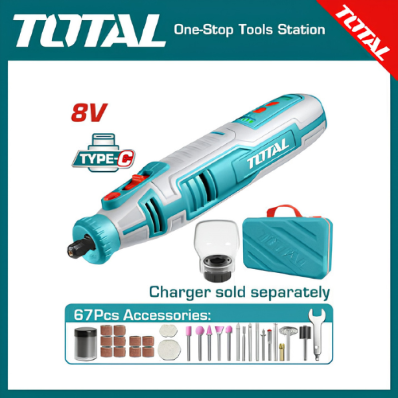 TOTAL TMGLI0801 8V Cordless Mini Grinder