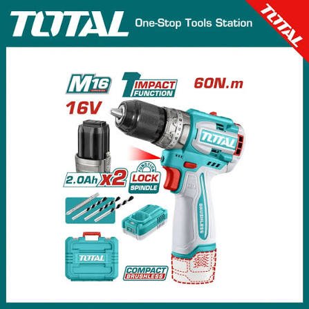 Total TIDLI16682 Compact Brushless Cordless Impact Drill