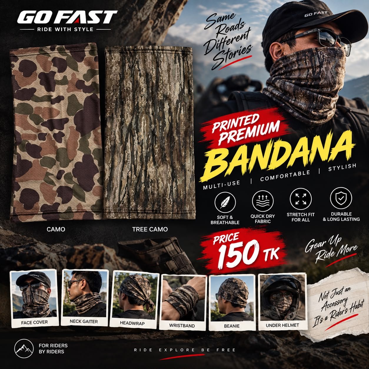 GOFAST Printed Premium Bandana