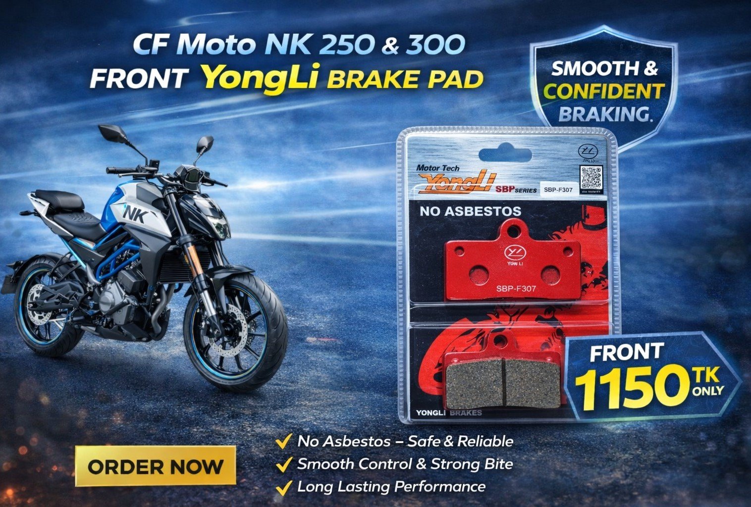 CF Moto NK 250 & NK 300 Front YongLi Brake Pad