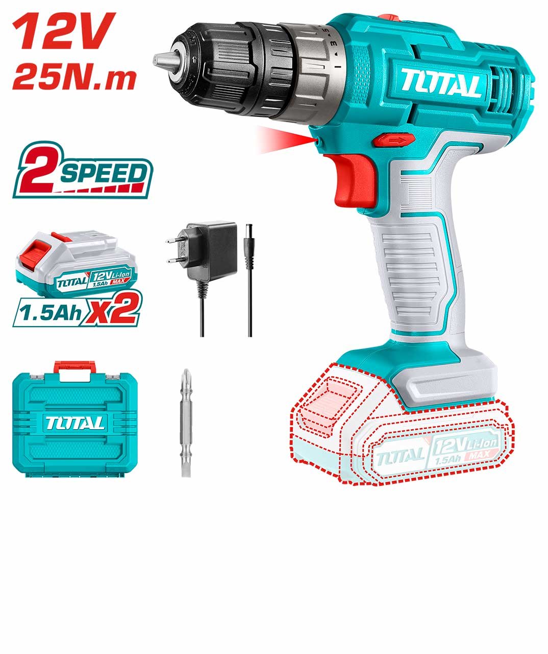 TOTAL TDLI1228 Cordless Drill