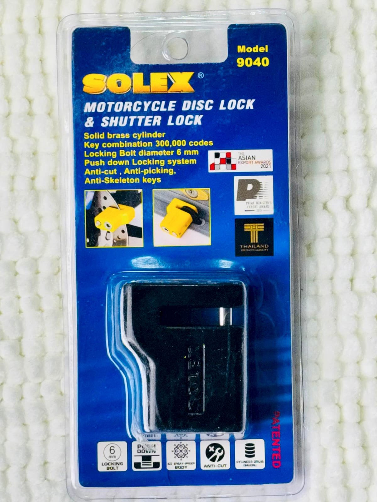 Solex 9040 Motorcycle Disc Lock & Shutter Lock angle 3