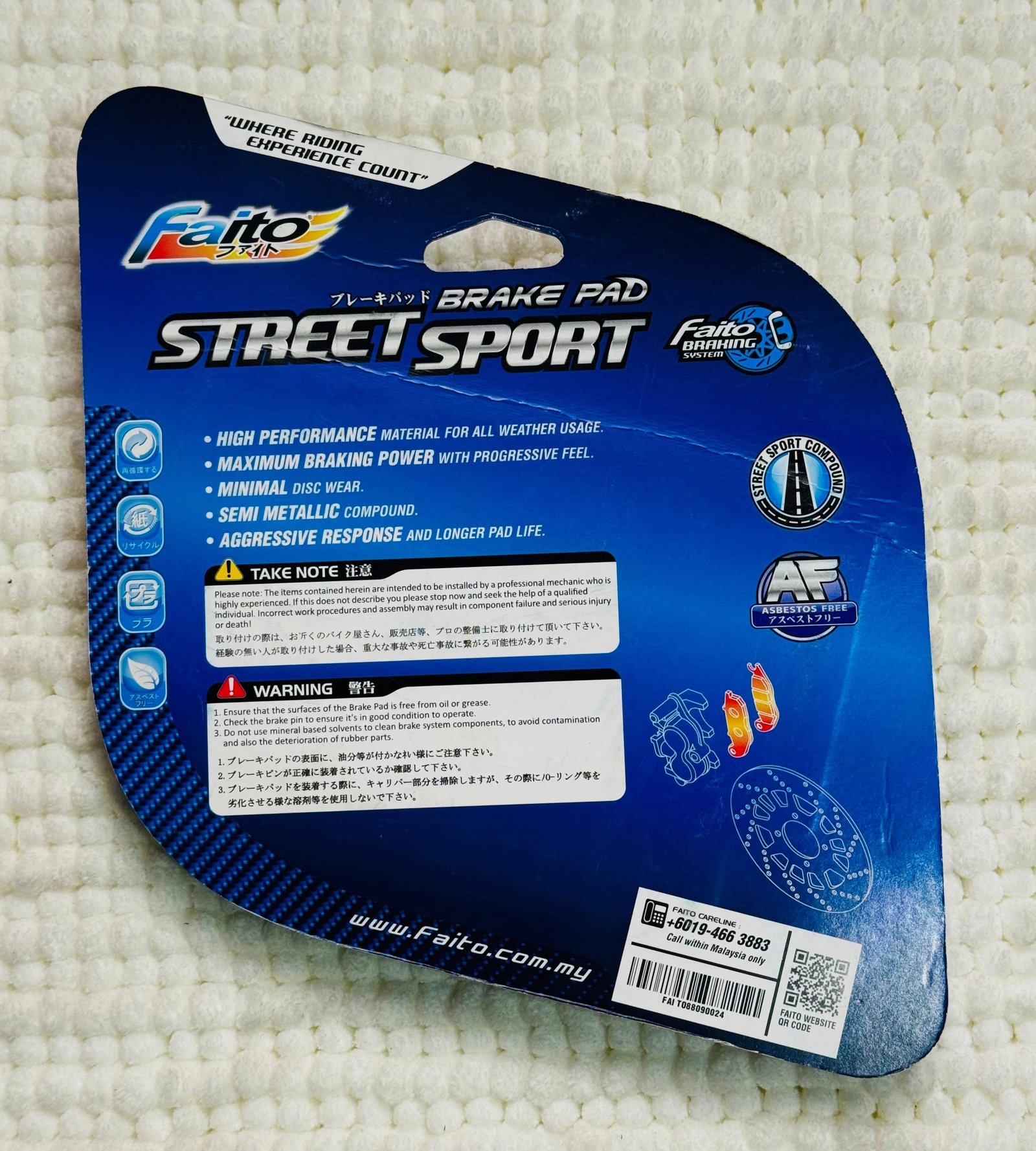 Faito Street Sport Front Brake Pad for TVS RTR 4V angle 2