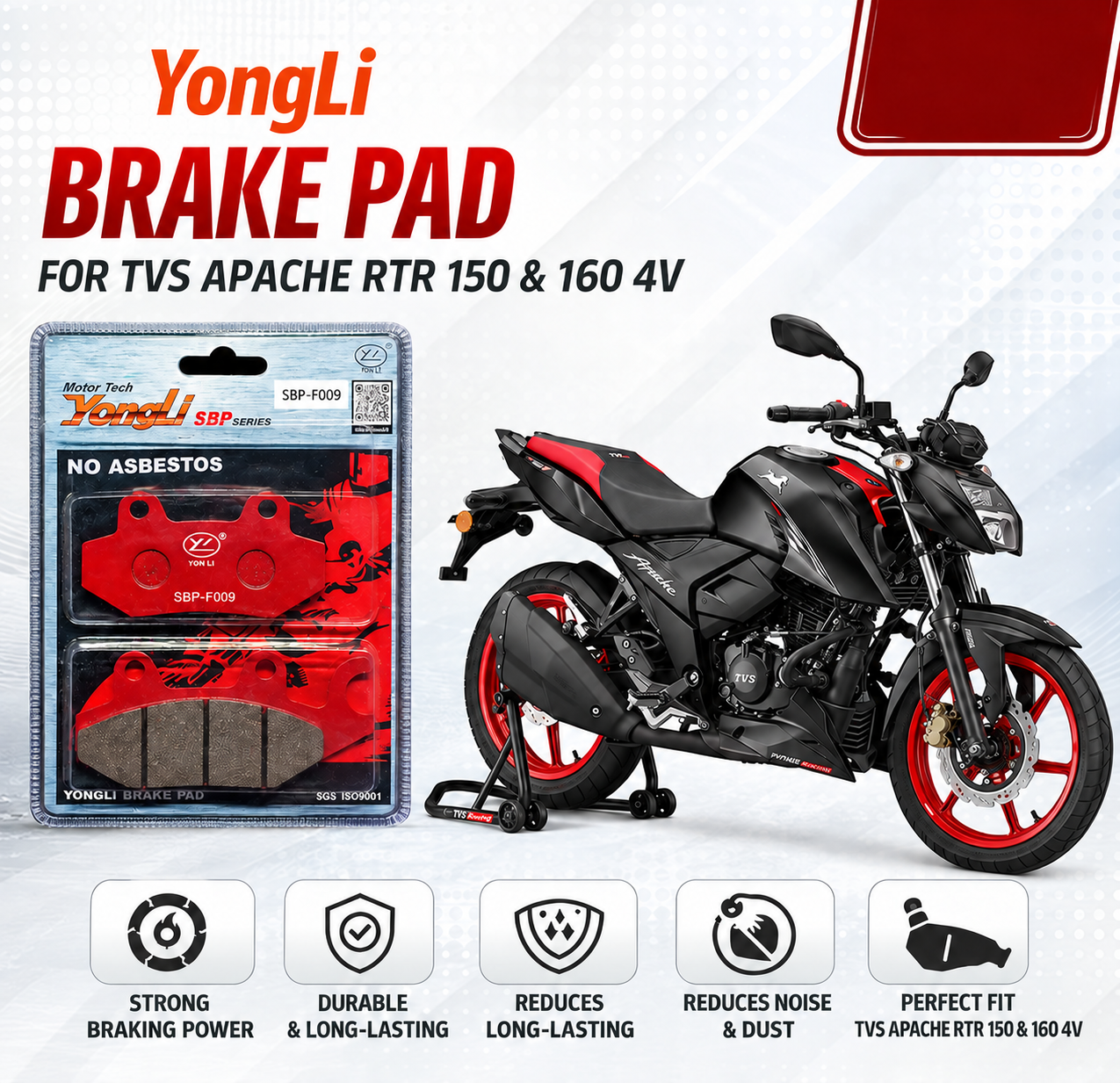 YongLi Front Brake Pad for TVS Apache RTR 150 & 160