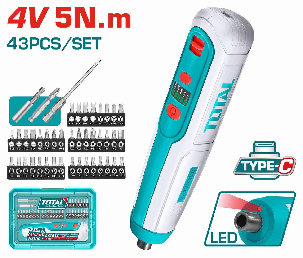 TOTAL TSDLI04062 Cordless Screwdriver
