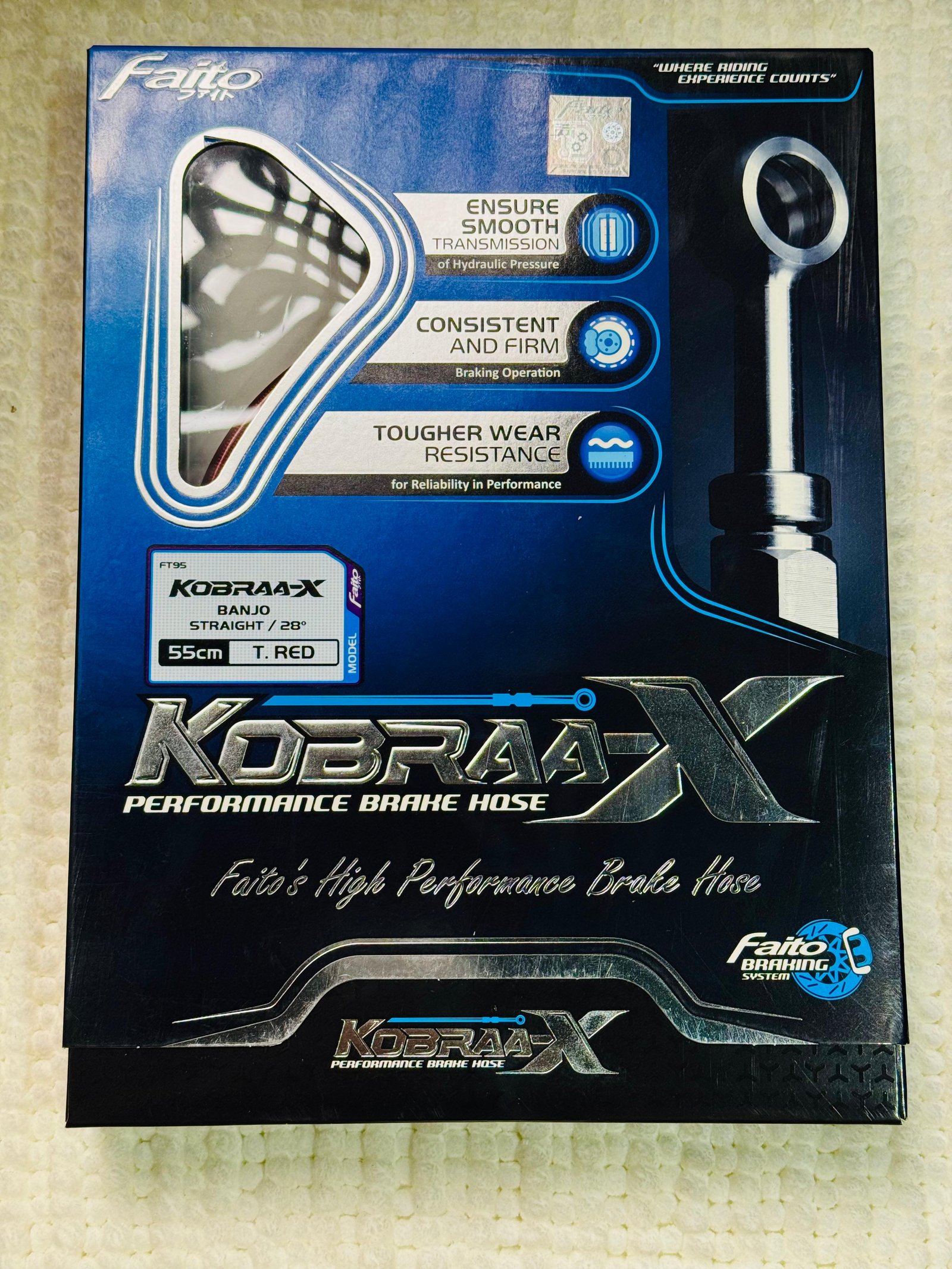 Faito Kobra-X Performance Braided Brake Hose 550mm