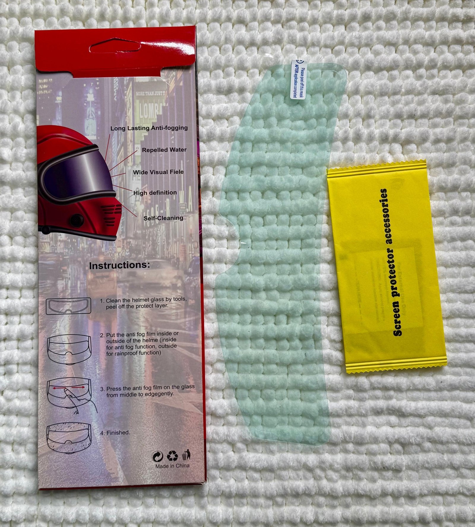Motocare Anti-Fog Helmet Visor Film angle 2