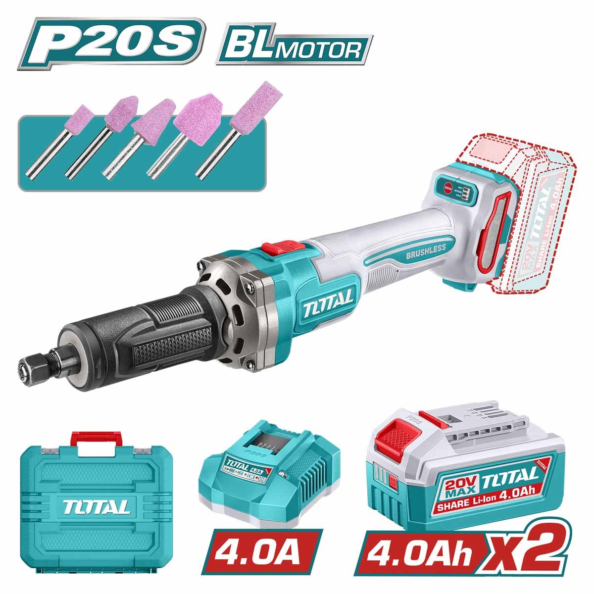 Total TDGLI20012 Cordless Die Grinder 6mm