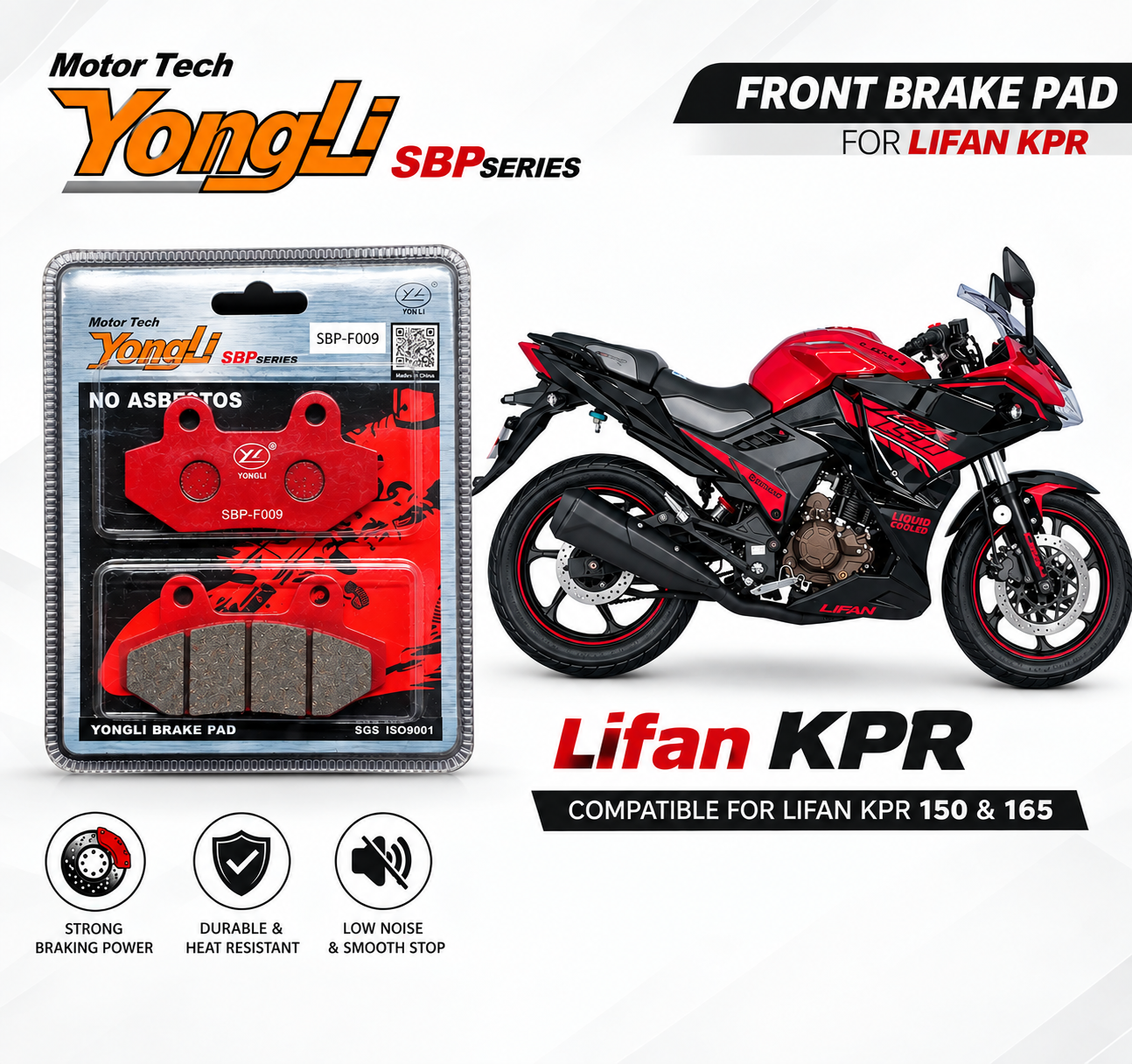 YongLi Front Brake Pad for Lifan KPR 150 & 165