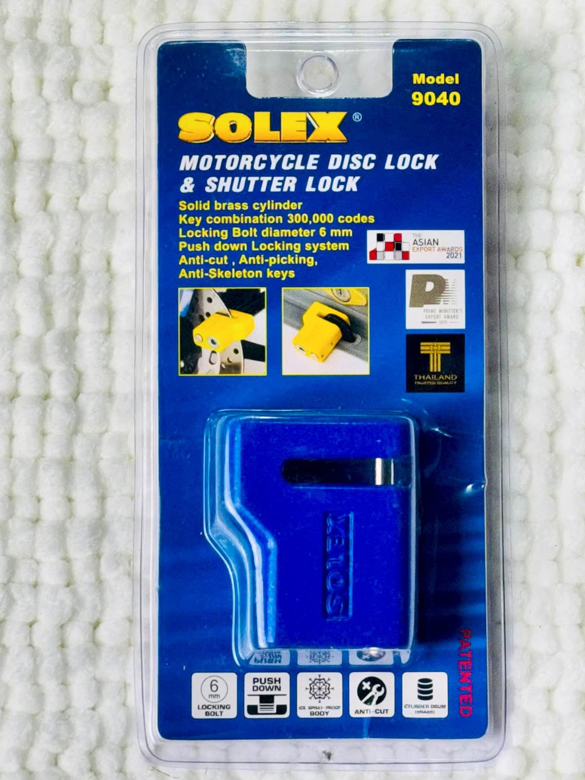 Solex 9040 Motorcycle Disc Lock & Shutter Lock angle 5