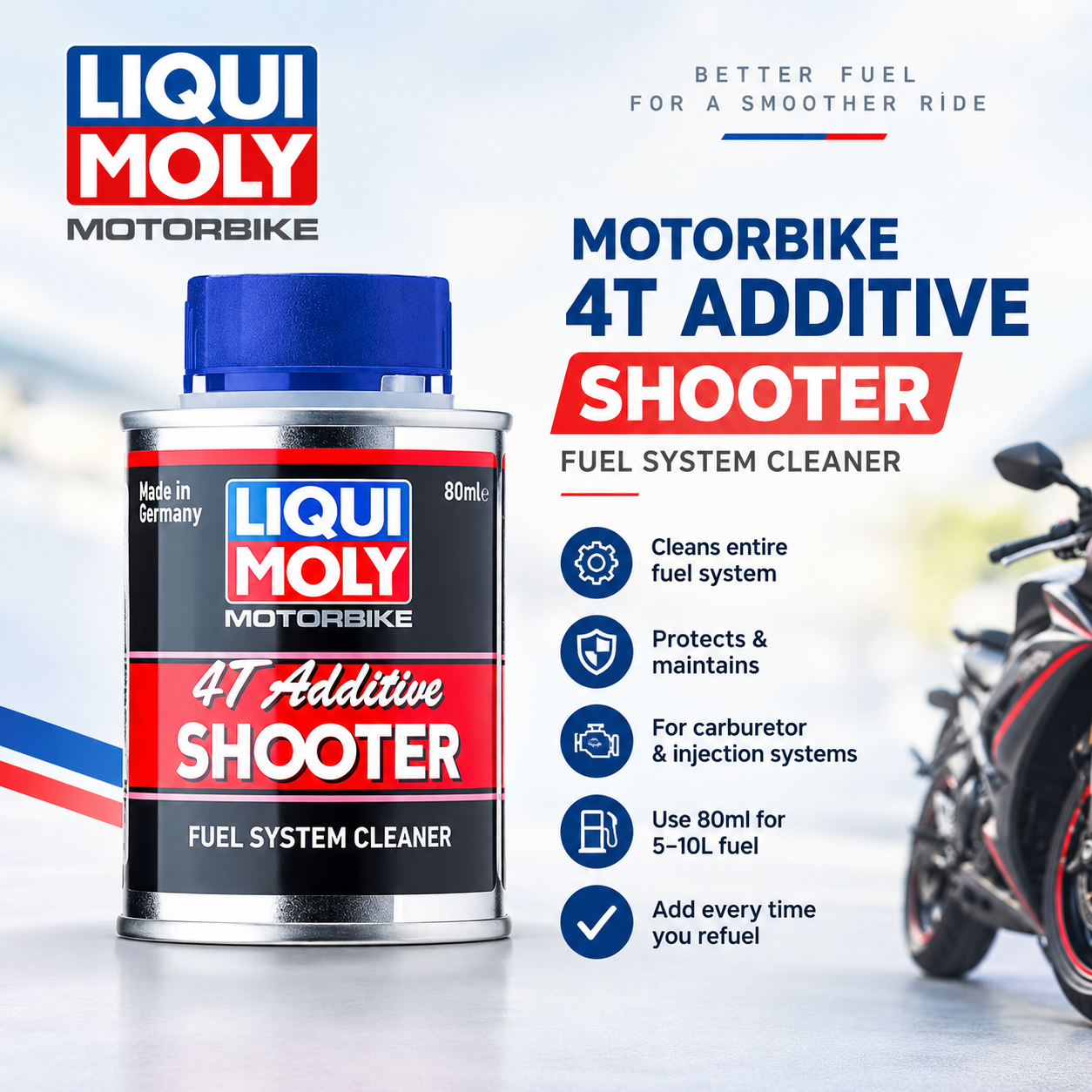 LIQUI MOLY Motorbike 4T Additive Shooter- 80 ml