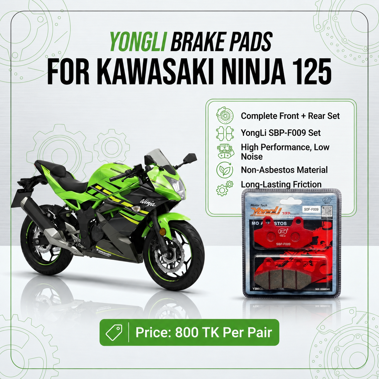 YongLi Brake Pad for Kawasaki Ninja 125