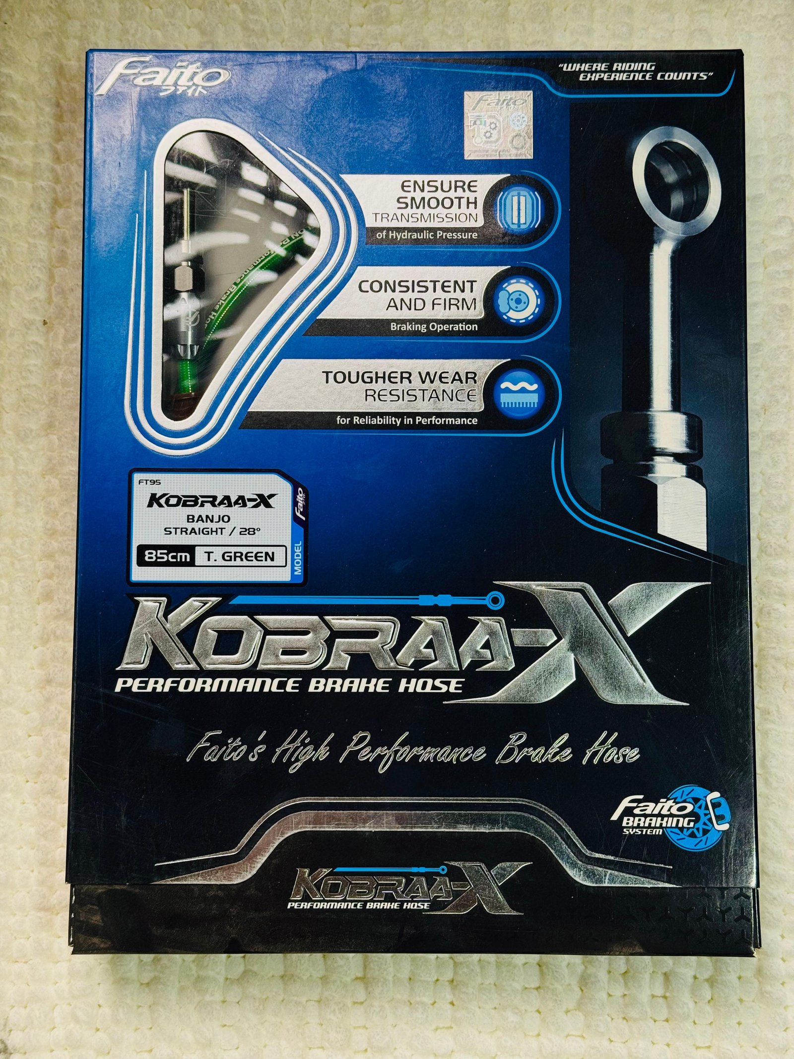 Faito Kobra-X Performance Braided Brake Hose 850mm