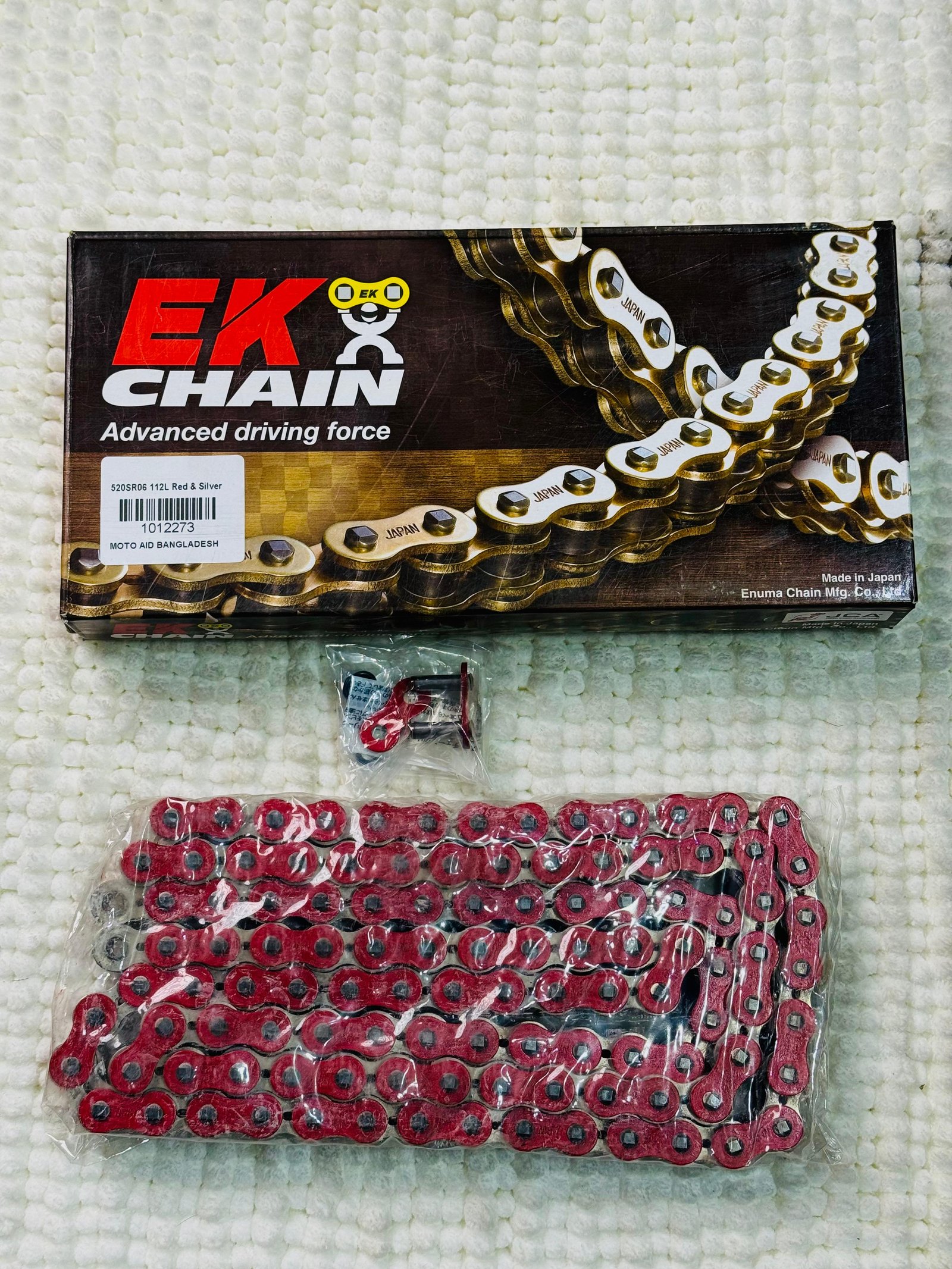 EK 520SR06 (112 L) Motorcycle Chain Red & Silver Racing Edition