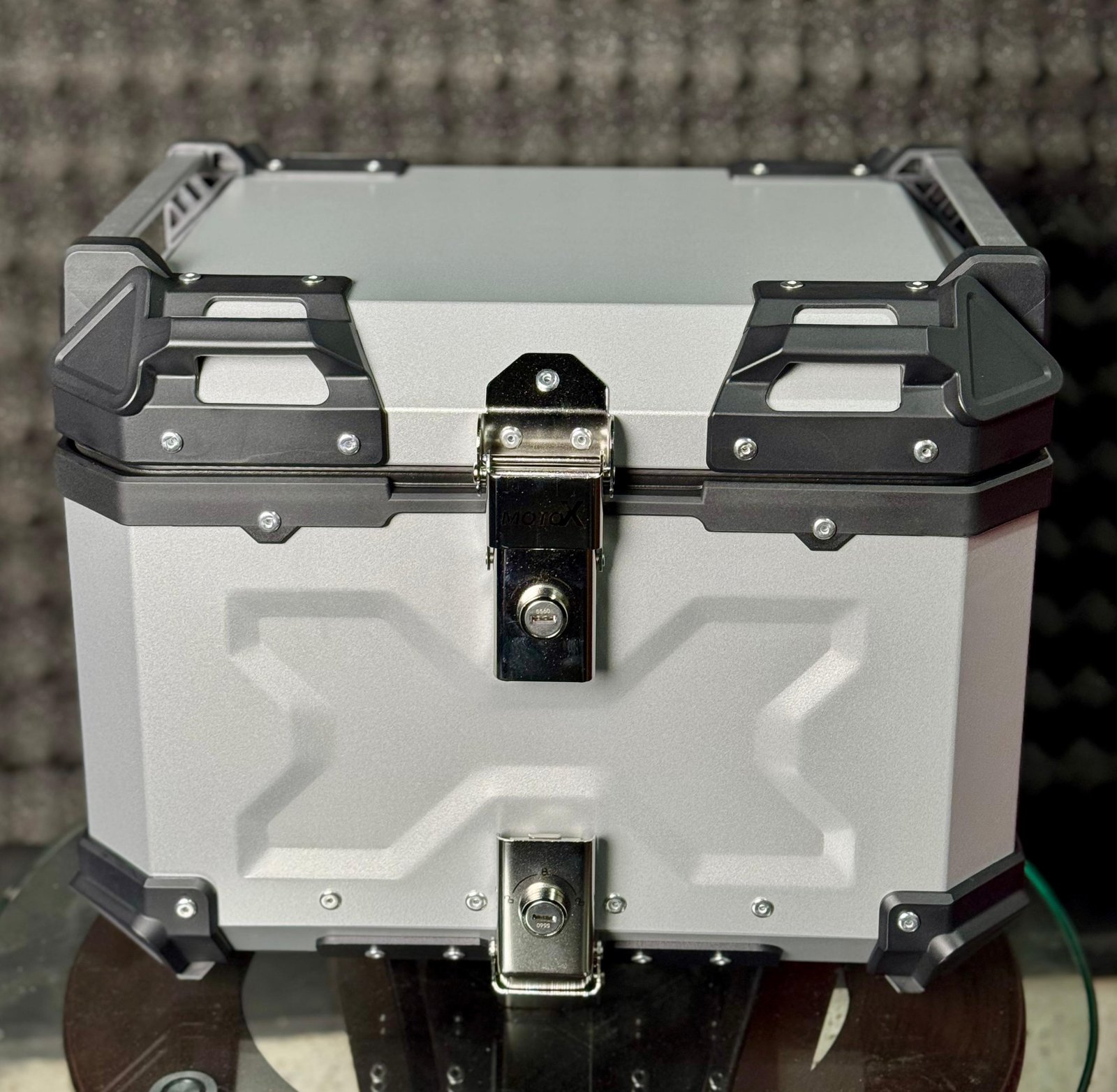 MotoX 45 Litre Motorcycle Top Box Silver Aluminum Waterproof