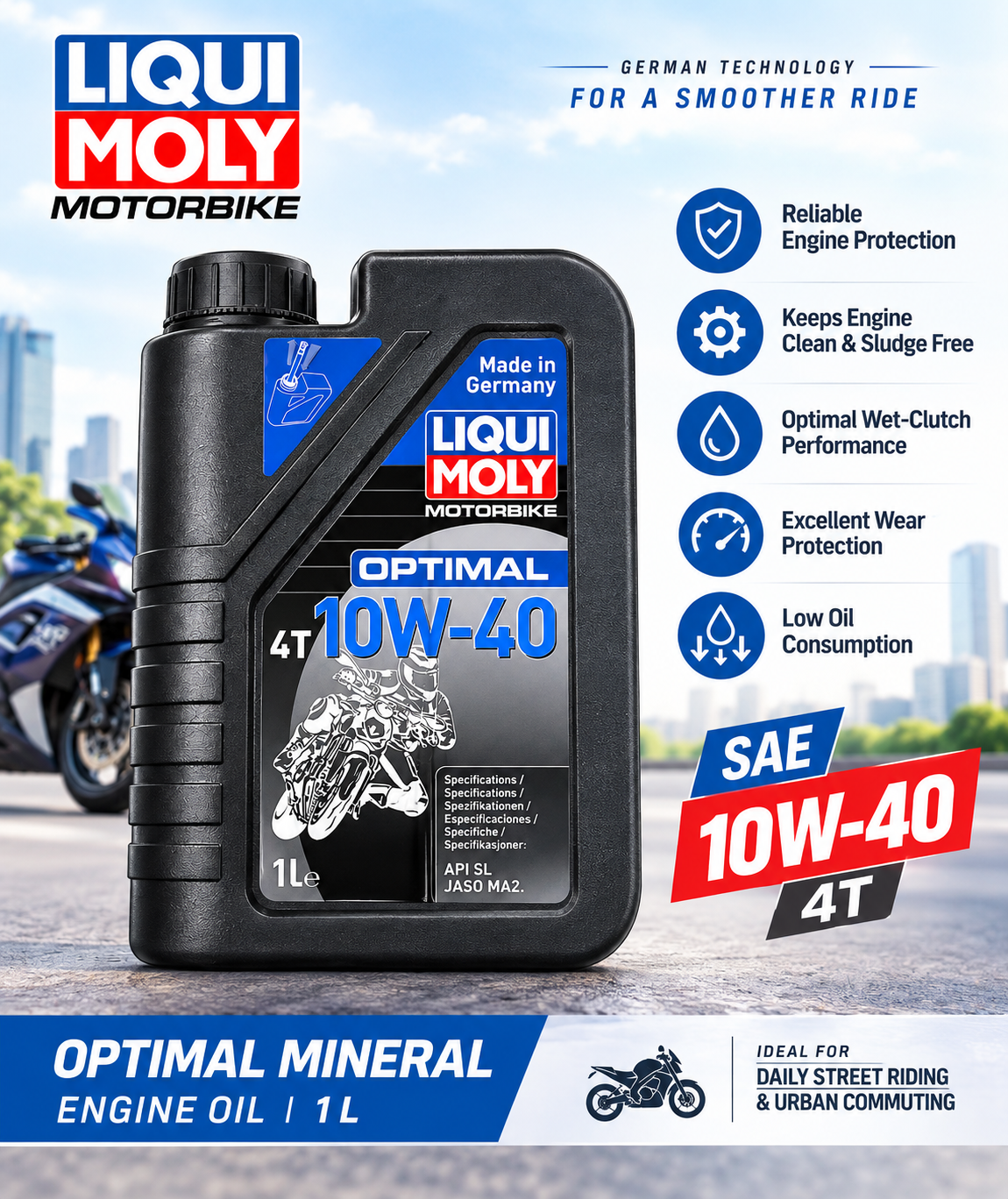 LIQUI MOLY 10W-40 Optimal Mineral angle 3