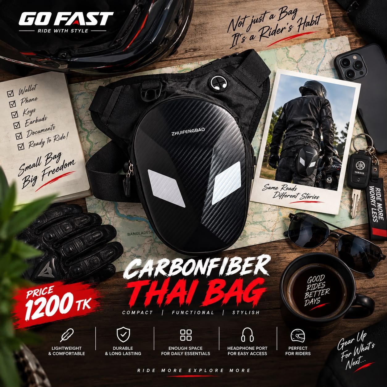 GO FAST Carbon Fiber Thigh Bag
