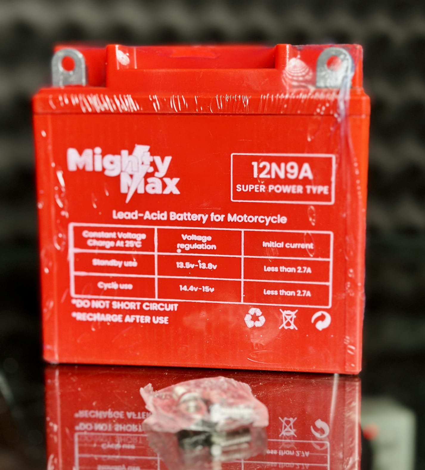 Mighty Max Motorcycle Battery – 12N9A angle 4