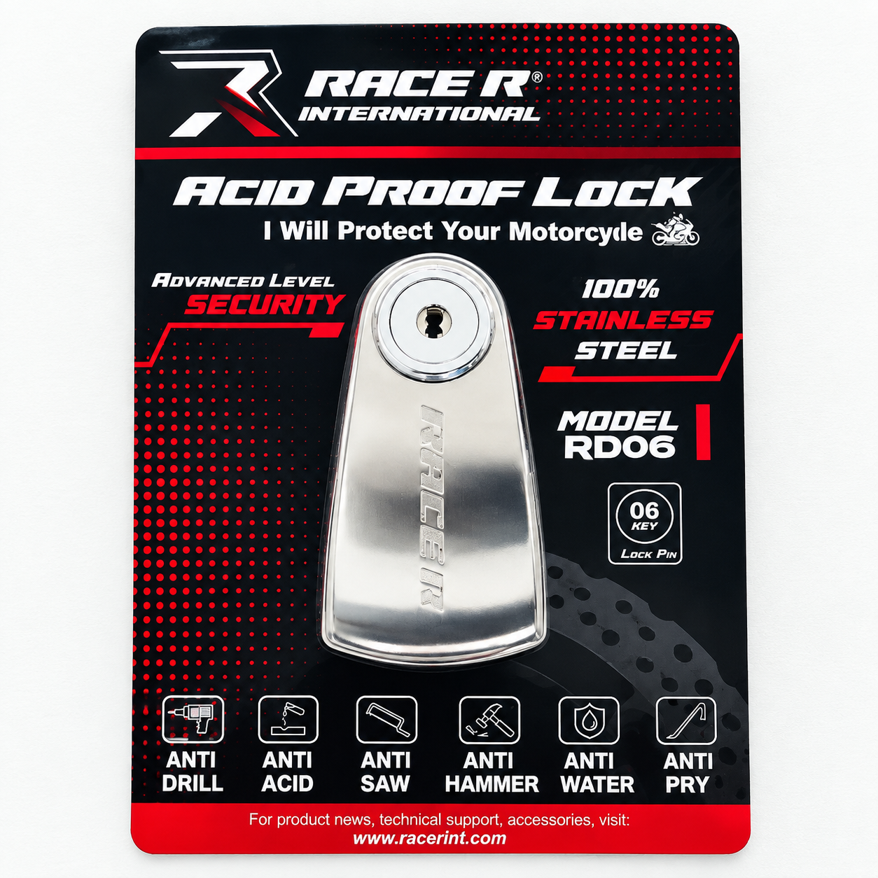 Race R International Acid Proof Disc Lock RD06