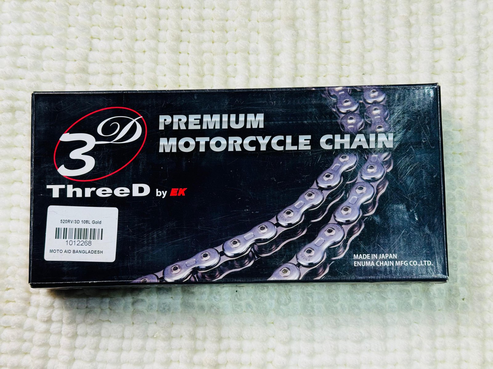 EK 520RV/3D (108 L) Motorcycle Chain 3D Gold Premium Edition angle 3