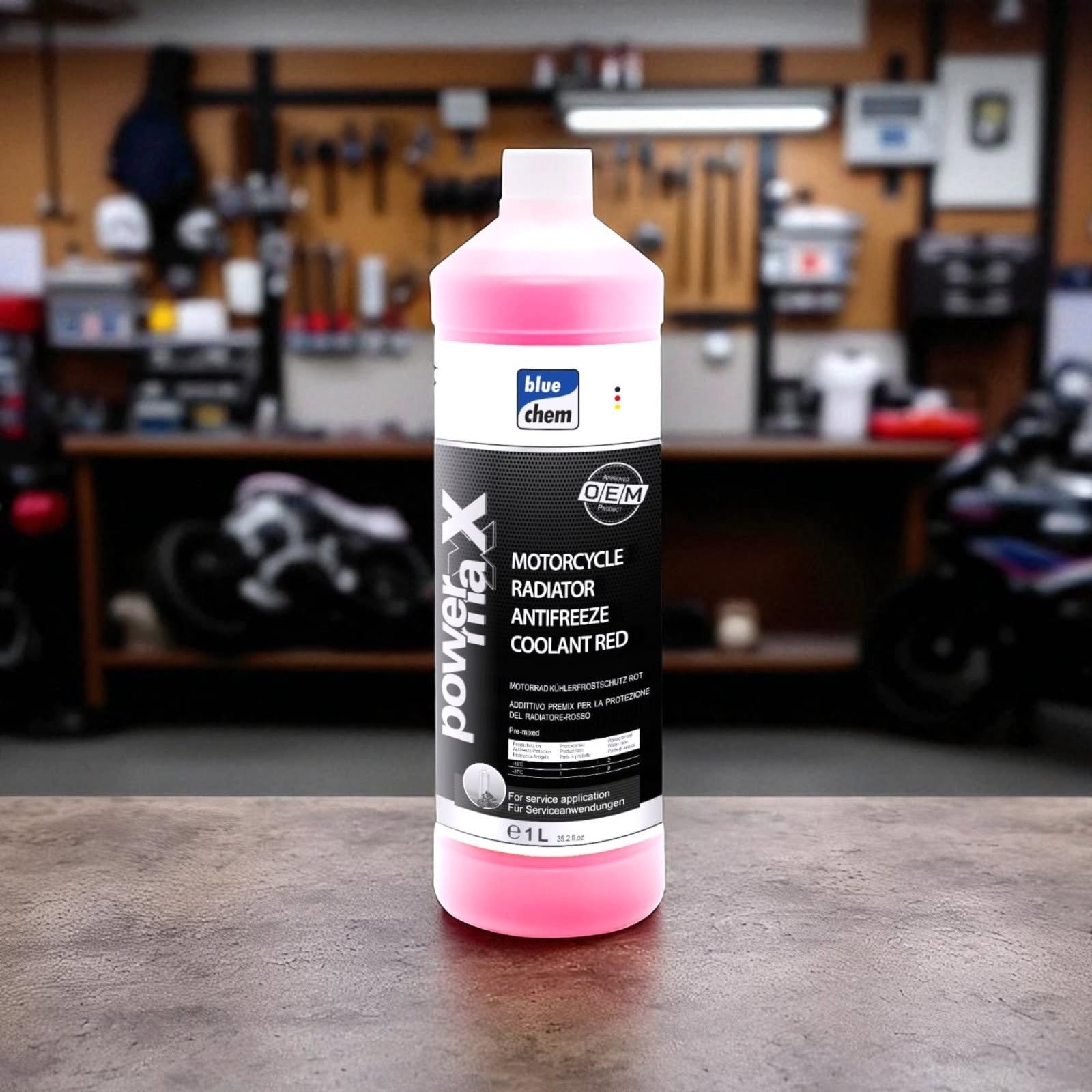 BLUE CHEM Motorcycle Radiator Antifreeze Coolant Red 1L