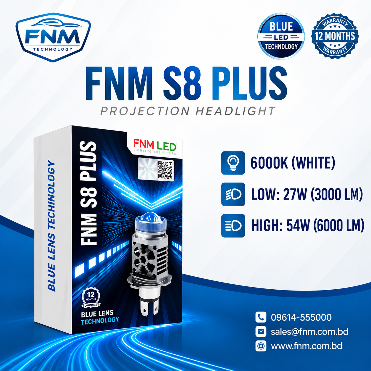 FNM S8 Plus H4 Projection Headlight