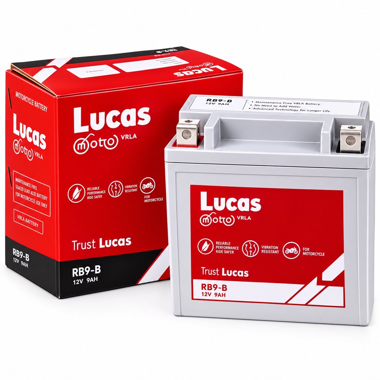Lucas Motorcycle Battery RB9-B (VRLA)