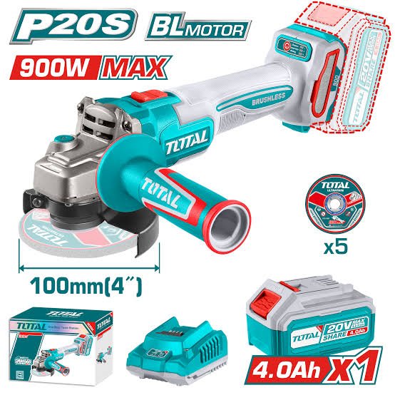 TOTAL TAGLI261021 20V Cordless Angle Grinder 100mm