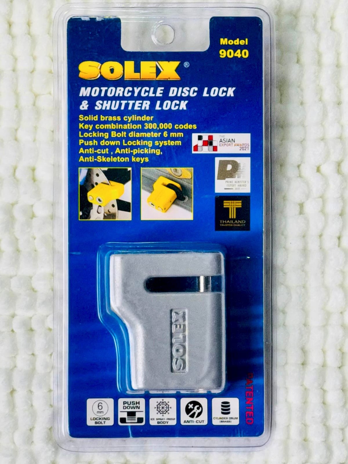 Solex 9040 Motorcycle Disc Lock & Shutter Lock angle 2