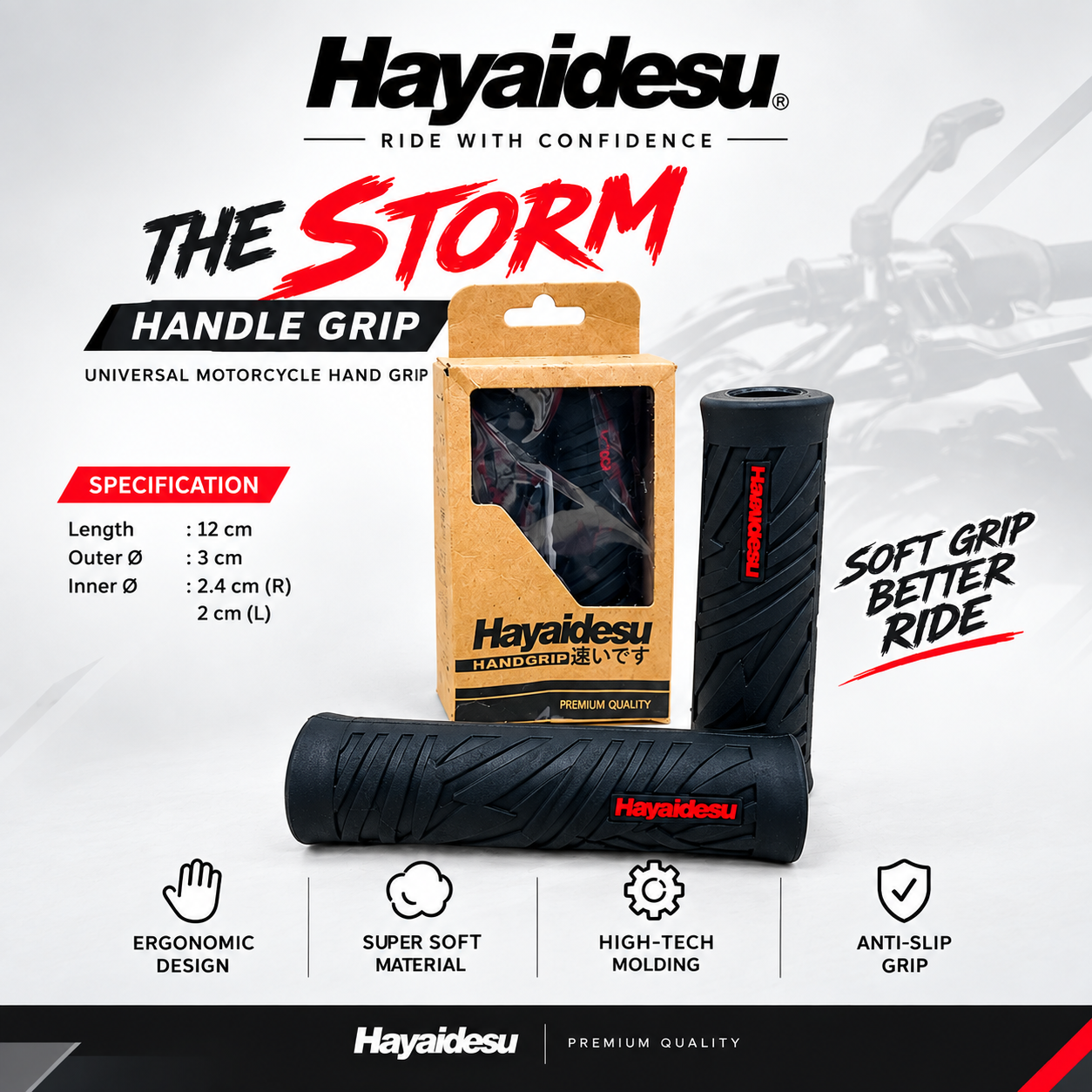 HAYAIDESU THE STORM Motorcycle Hand Grip