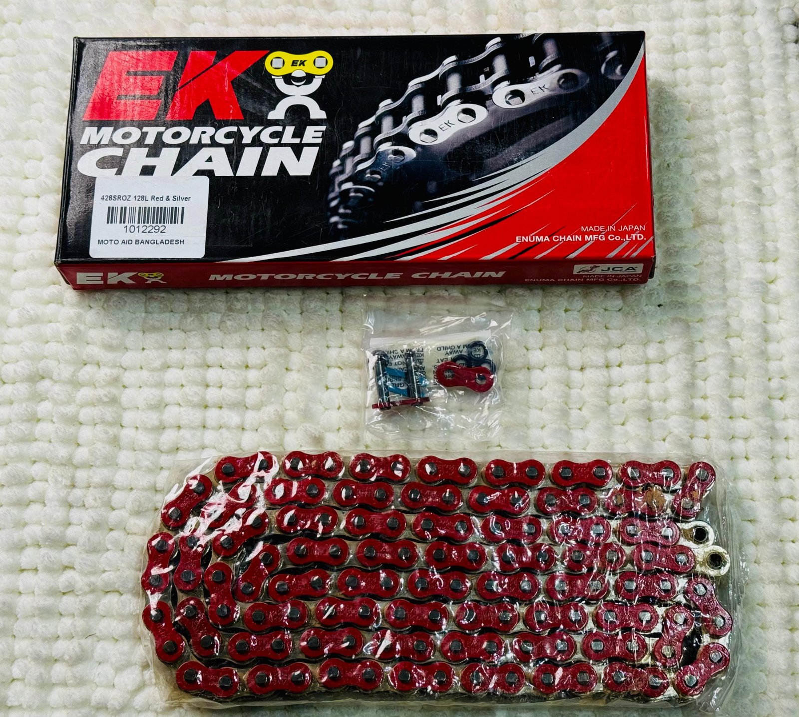 EK 428SROZ (128) O-Ring Motorcycle Chain Red & Silver