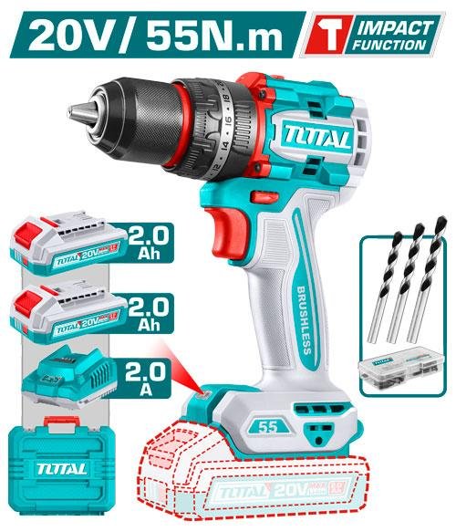 TOTAL TIDLI20558 20V Brushless Cordless Impact Drill