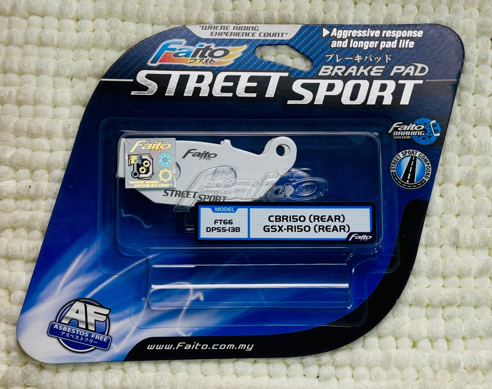 Faito Street Sport Rear Brake Pad for CBR150 / GSX-R150