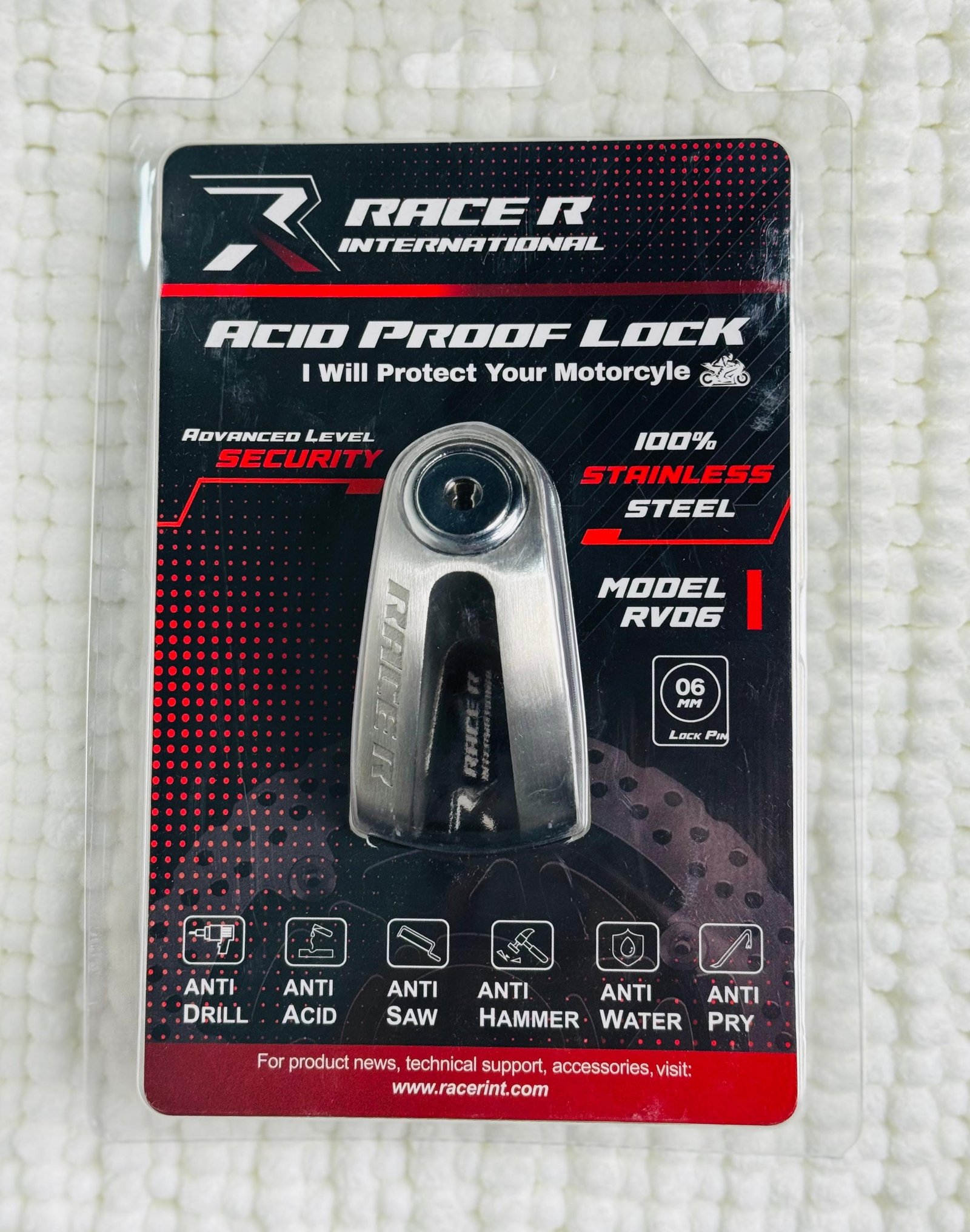 Race R International Acid Proof Disc Lock RV06