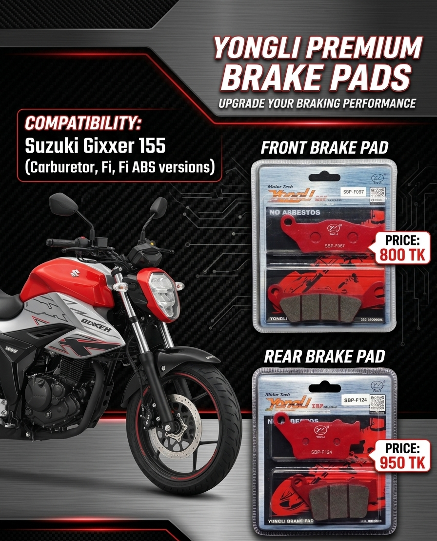 YongLi Brake Pad Set for Suzuki New Gixxer 155 – Front & Rear