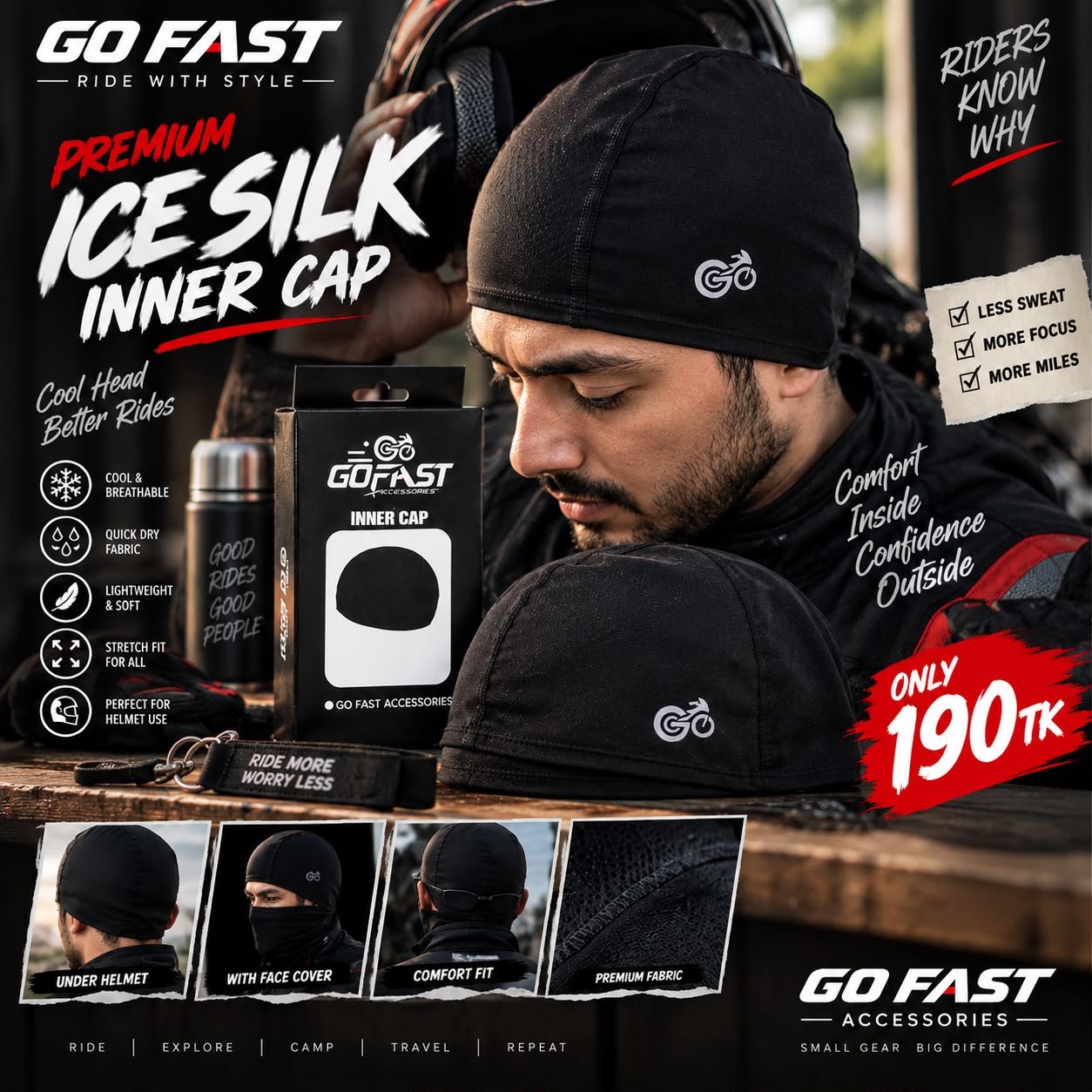 GOFAST Premium Ice Silk Inner Cap