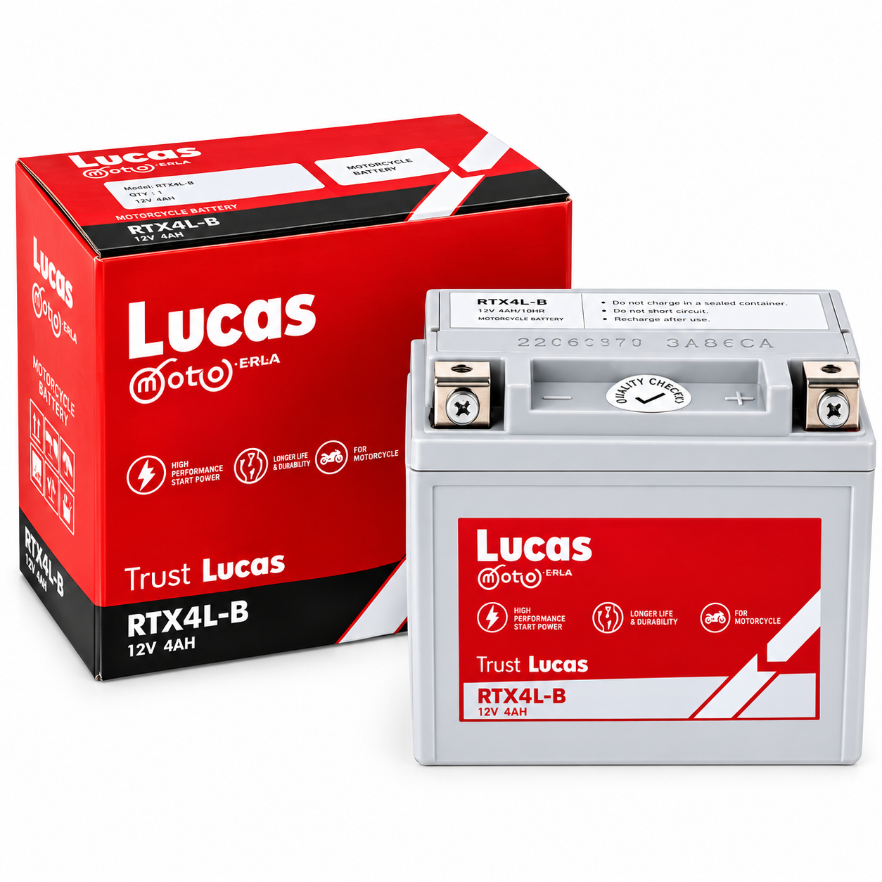 Lucas Motorcycle Battery – RTX4L-B (VRLA)