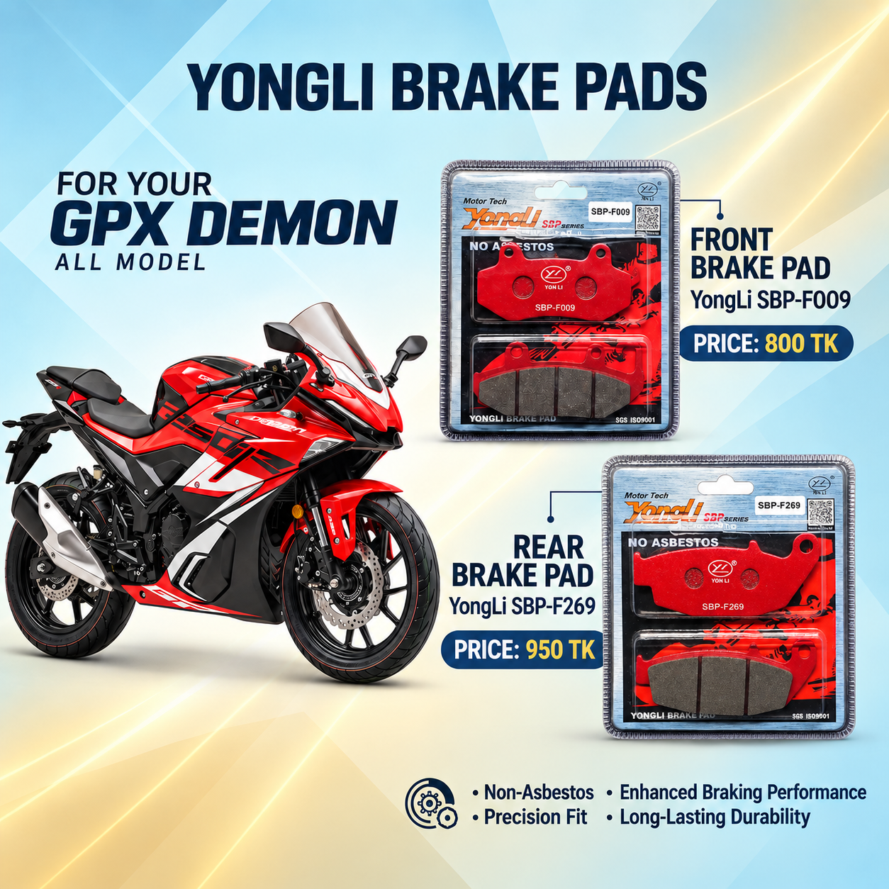YongLi Brake Pad for GPX Demon – Front & Rear