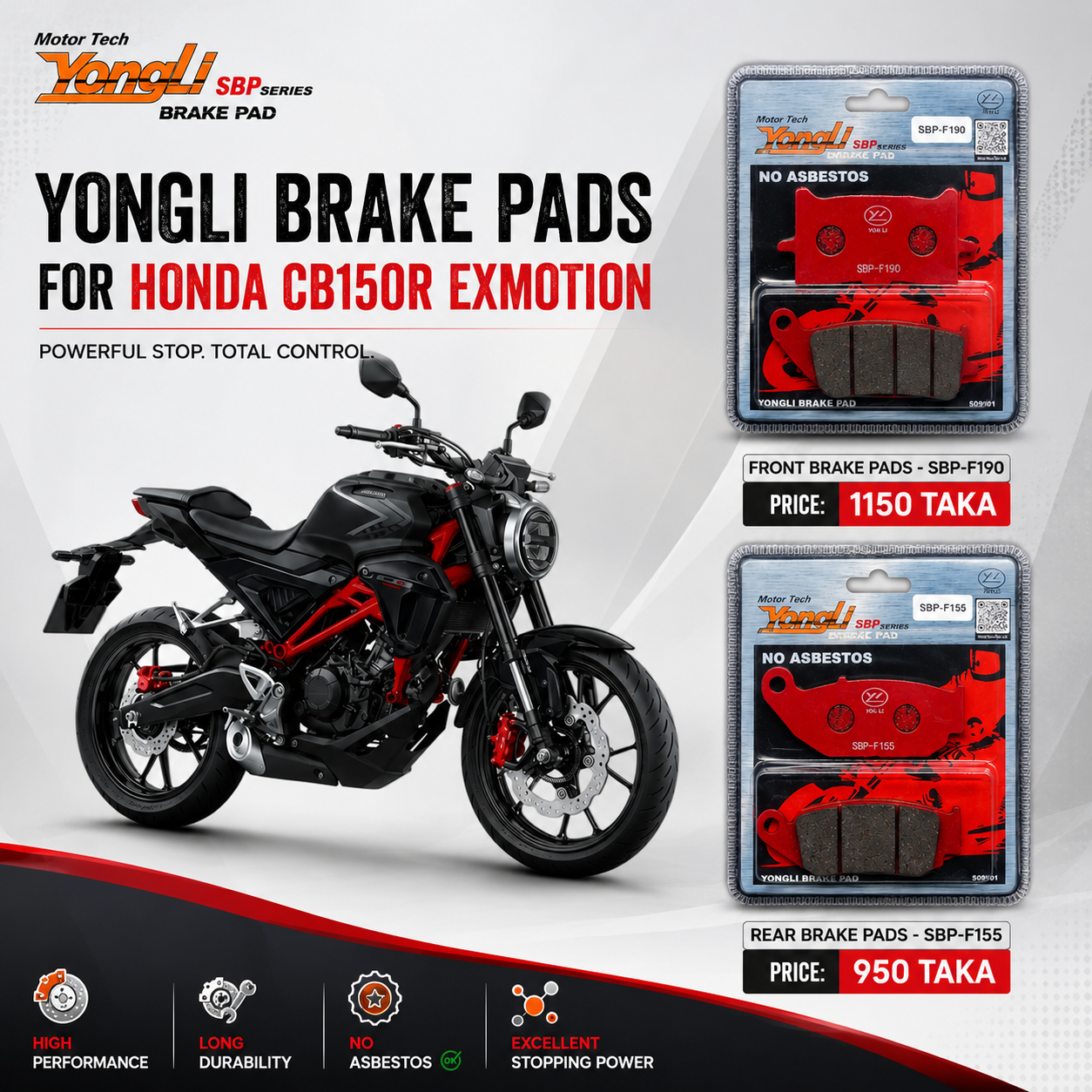 Yongli Breakpad For Honda CB150R Exmotion