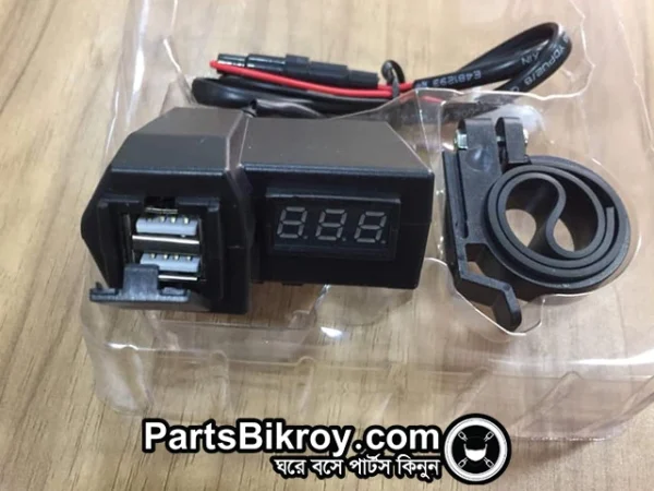 usb mobile charger and voltmeter for bike