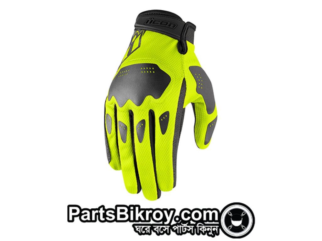 icon hooligan glove hi-viz yellow back